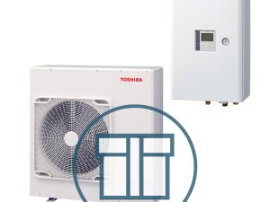 Toshiba ESTIA 4 kW (1~230 V hydroboks 6 kW) – innedel og utedel